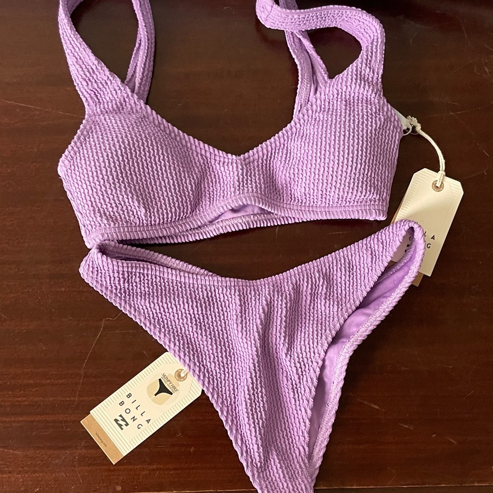 Billabong Lavender Textured Bikini Set